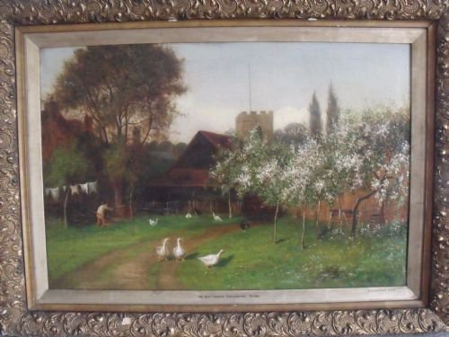 lovely c19th devon painting ducks chickens etc hawchurch signed