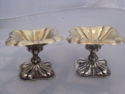 pair c1830 austrian silver table salts large