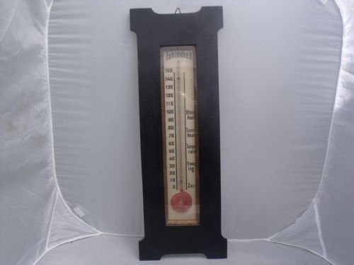 unusual large arts crafts wall thermometer oak