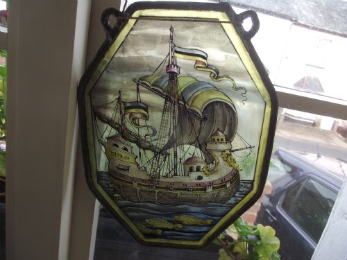 late victorian stained glass light catcher