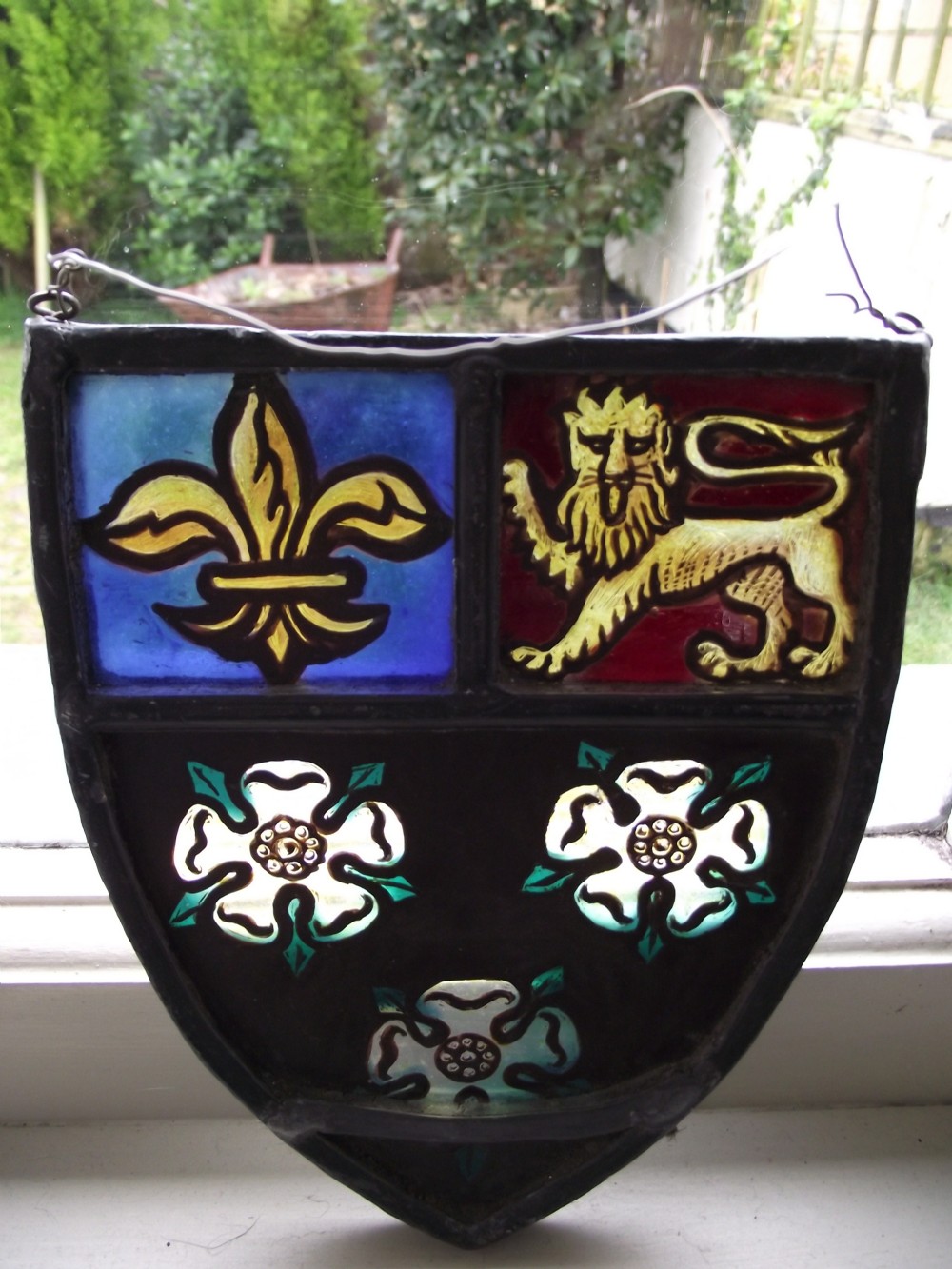arts crafts armorial light catcher stained glass