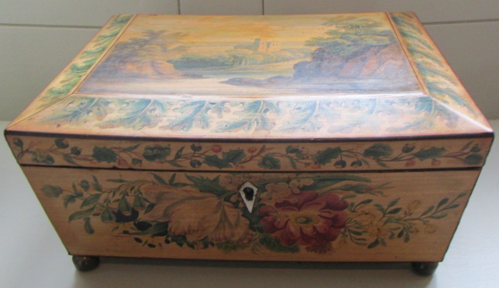 fine regency ladies painted jewellery table box