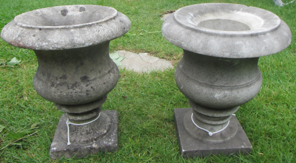 fine pair smaller size antique marble urns