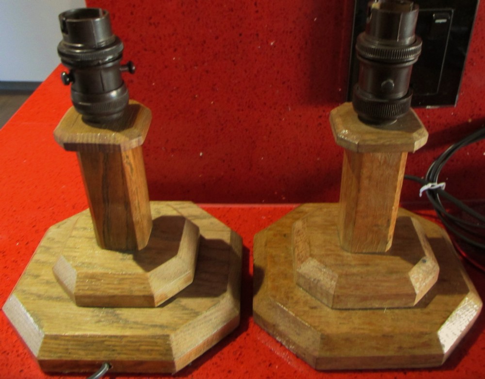 pair 1920s art deco oak desk lamps table lamps