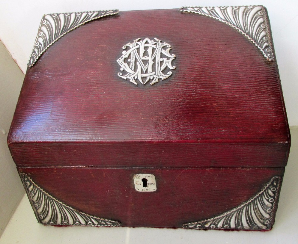 victorian leather silver william comyns stationary box