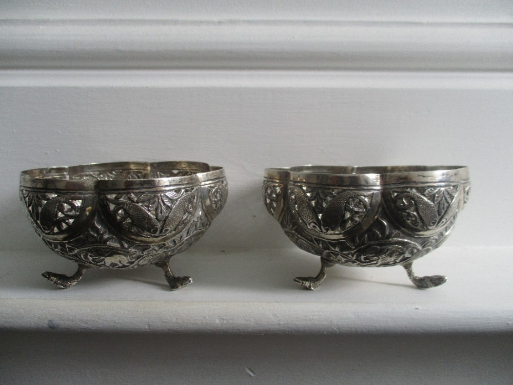 pair late c19th indian silver bowls