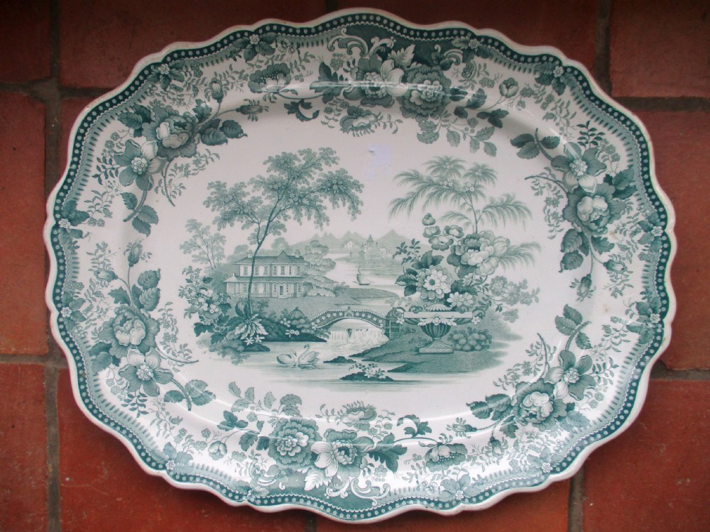 c1850 davenport staffordshire royal cottage transfer ware platter