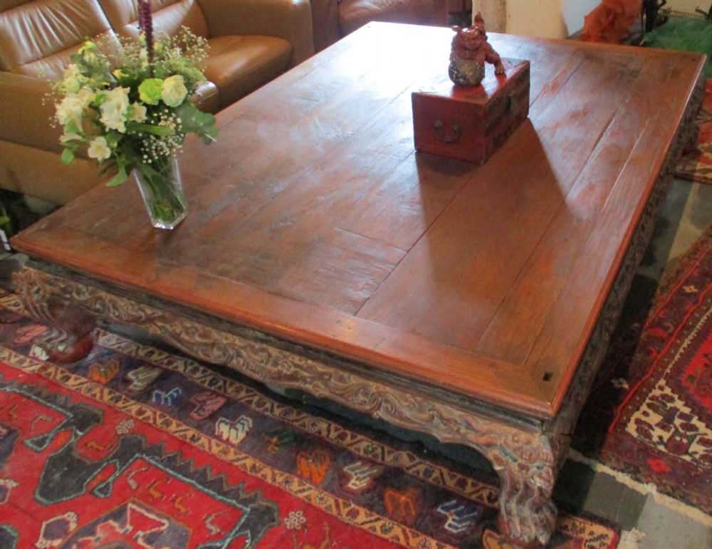 enormous c1870 chinese elm opium table