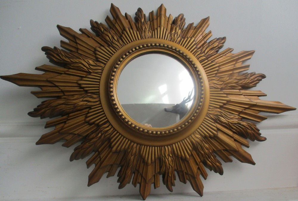 charming c1930 giltwood sunburst mirror