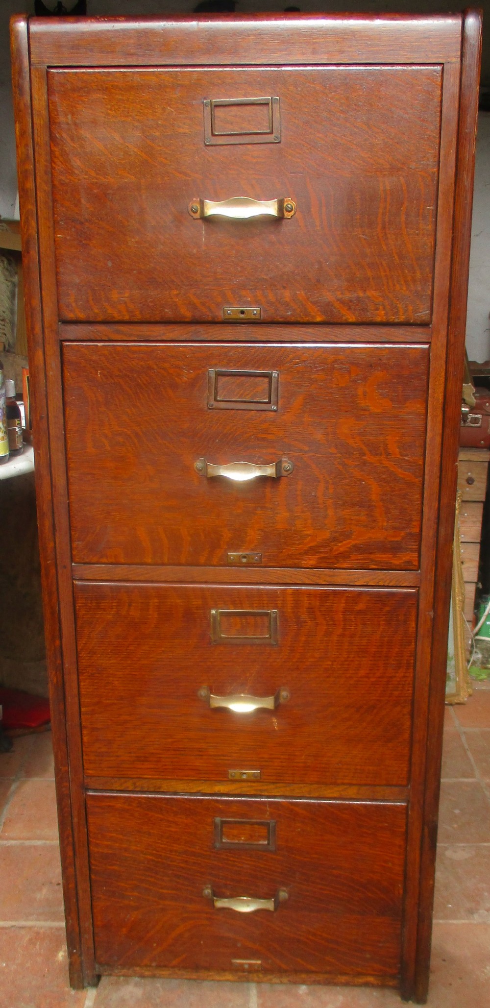 early c20th english oak filing cabinet