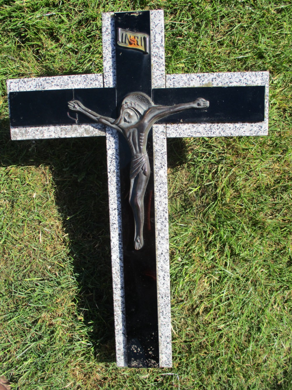 c1920 art deco bronze marble crucifix