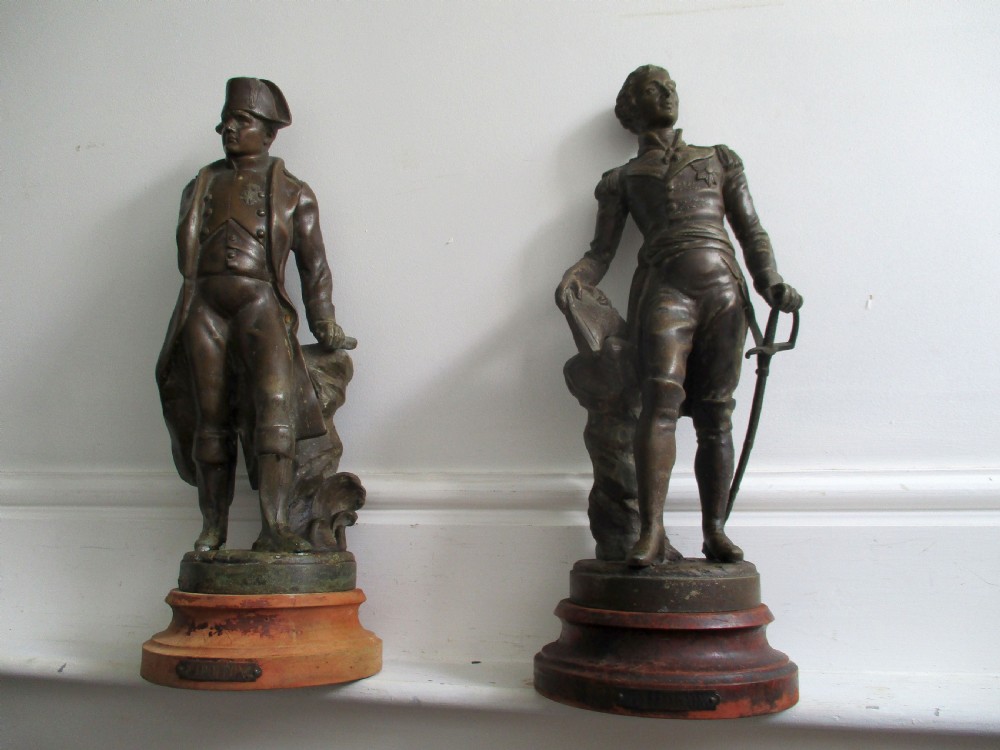 pair of edwardian spelter figures napoleon wellington