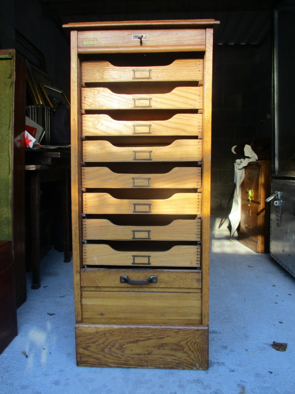 c1920s oak filing cabinet